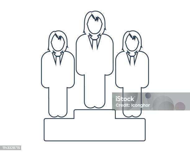 Business Leader Icon Line Style Vector Eps Stock Illustration - Download Image Now - Contest, Group Of People, Achievement