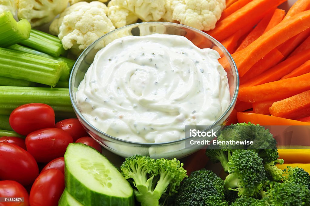 Vegetables and dip  Dipping Sauce Stock Photo