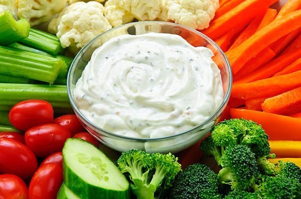 Vegetables and dip  savory sauce photos stock pictures, royalty-free photos & images