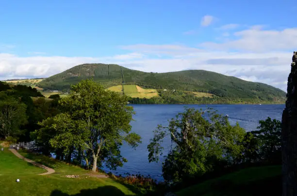 Gorgeous rolling hills surrounding Loch Ness in Scotland.