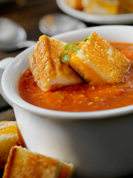 istock Roasted Tomato, Garlic and Basil Soup with Grilled Cheese Croutons 1143337968