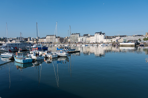 Cherbourg-Octeville, France - August 31, 2018: The marina of the Port Chantereyne at Cherbourg. Cherbourg-Octeville, Lower Normandy, France