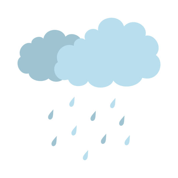 wolken und regen auf weißem hintergrund - meteorology spring season drop stock-grafiken, -clipart, -cartoons und -symbole