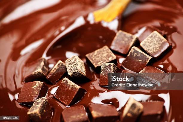 Stopić Się Chocolate I Łyżka - zdjęcia stockowe i więcej obrazów Bliskie zbliżenie - Bliskie zbliżenie, Brązowy, Ciecz