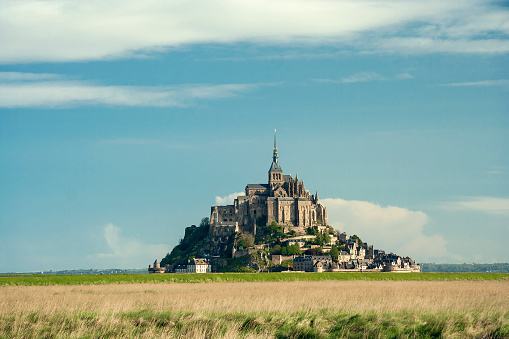 France - Normandy - Mont Saint Michele - Beautiful panorama of tidal island, UNESCO worlld heritage site