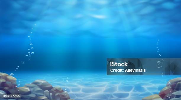 Podwodny Krajobraz Realistyczne Tło Wektorowe - Stockowe grafiki wektorowe i więcej obrazów Podwodny - Podwodny, Morze, Dowcip rysunkowy