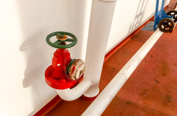 소방 시스템의 급수 라인의 배출구 관의 수동 차단 밸브 - faucet water pipe pipe brass 뉴스 사진 이미지