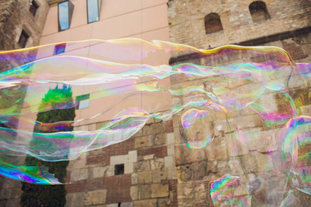 istock Soap bubbles against the city hall. Barselona. 1143350501