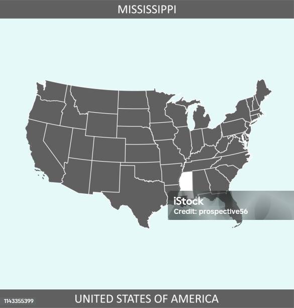 Mississippi Map Outline Vector Usa Stock Illustration - Download Image Now - Accuracy, Art, Biloxi