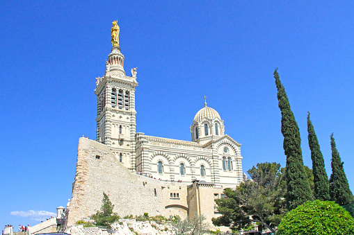 Basilica of Notre-Dame de la Garde (Our Lady of the Guard) in Marseilles, France