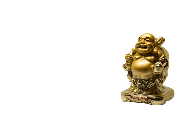 golden buddha with copy space stock photo