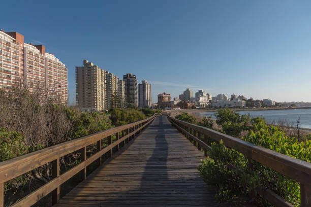 Boardwalk and beach in Punta del Este, Uruguay