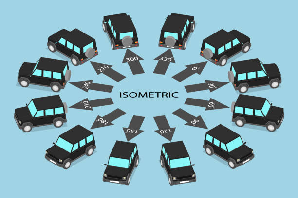 ilustrações, clipart, desenhos animados e ícones de carros pretos estacionados em ângulos diferentes. - different angles