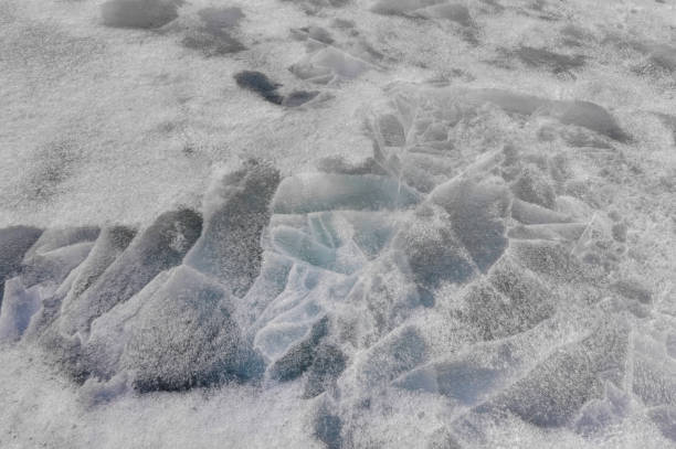 istock Texture of melted ice on the lake in spring. 1143361929