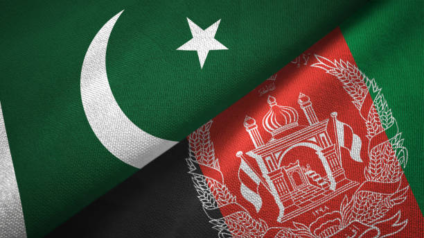 파키스탄과 아프가니스탄 두 플래그 섬유 직물, 직물 질감 - 파키스탄 일러스트 뉴스 사진 이미지