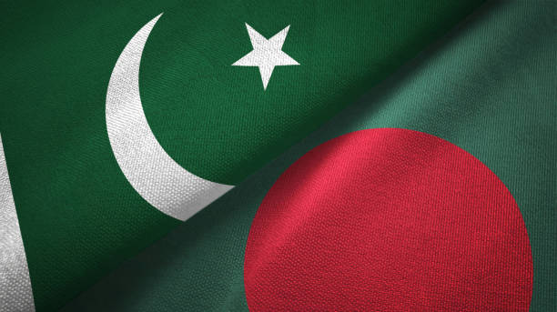 istock Pakistan and Bangladesh two flags textile cloth, fabric texture 1143362099