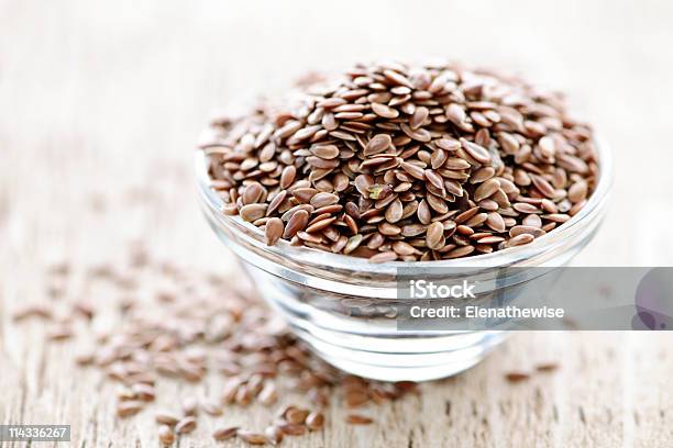 A Glass Bowl Of Brown Flax Seed Stock Photo - Download Image Now - Agriculture, Bowl, Brown