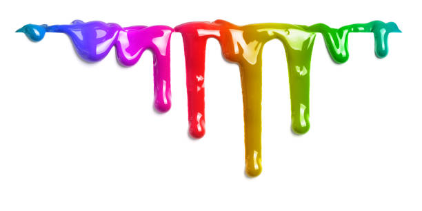 istock Colorful paint dripping isolated on white 1143363303