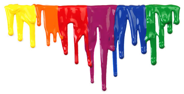 Colorful paint dripping isolated on white