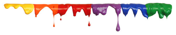 istock Colorful paint dripping isolated on white 1143363898