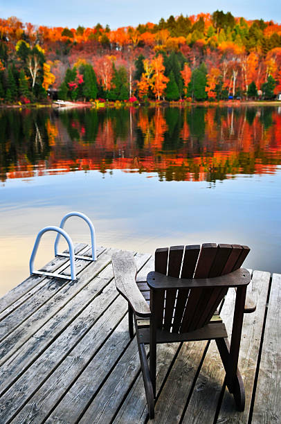 istock Wooden dock overlooking a lake during the Fall 114336700