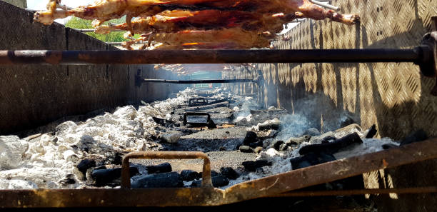 istock Grilling kids on a slow fire for popular food 1143374593