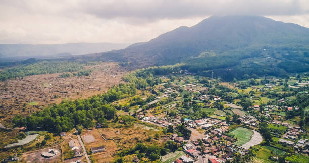 istock mountain covered with trees, sunset, bali fog green 1143375926