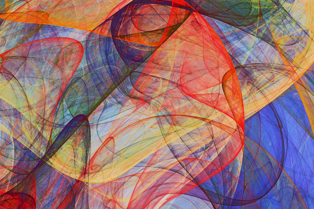 abstract painting background of colorful fluttering veils abstract background of colorful fluttering veils - colored psychedelic painting artwork tangled photos stock pictures, royalty-free photos & images