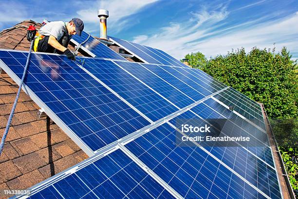 Solar Panel Installation Stock Photo - Download Image Now - Solar Panel, Solar Energy, House