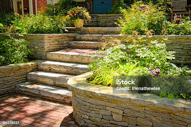 Natural Stone Landscaping Stock Photo - Download Image Now - Stone Material, Retaining Wall, Yard - Grounds