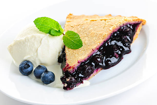 Blueberry pie slice stock photo