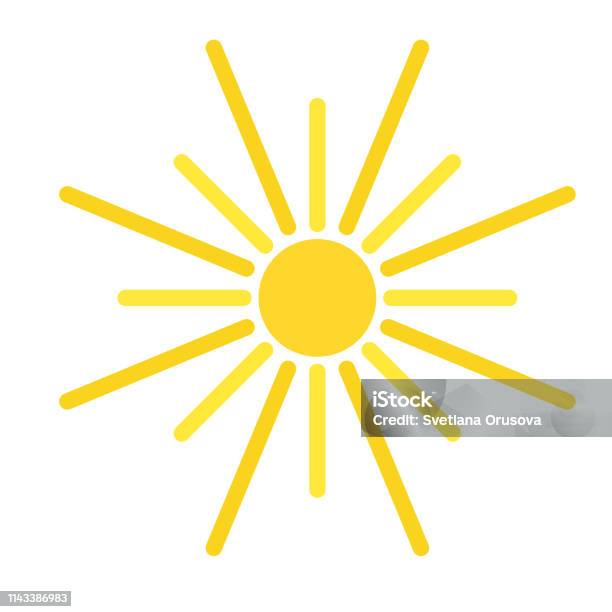Sun Flat Illustration On White Stock Illustration - Download Image Now - Sun, Sunlight, Icon Symbol