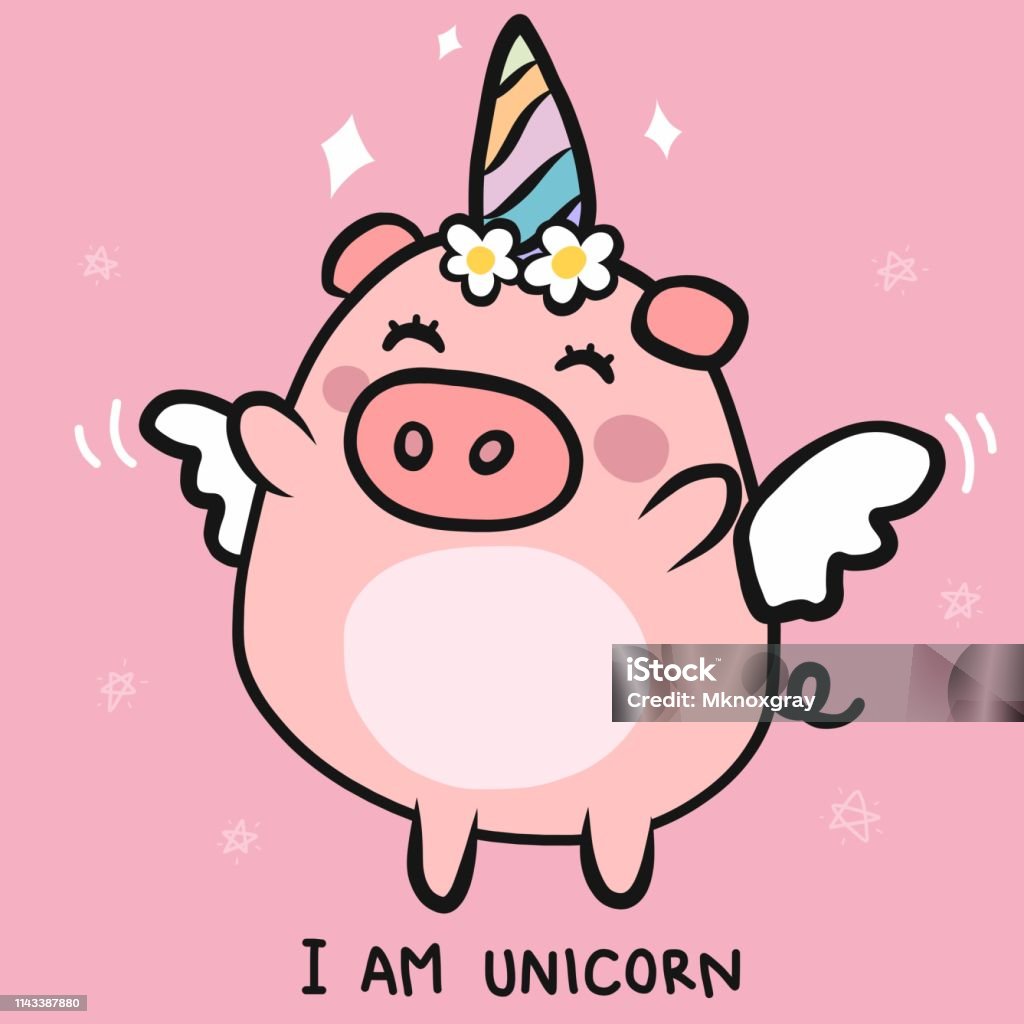 Pig unicorn cartoon vector illustration Unicorn stock vector