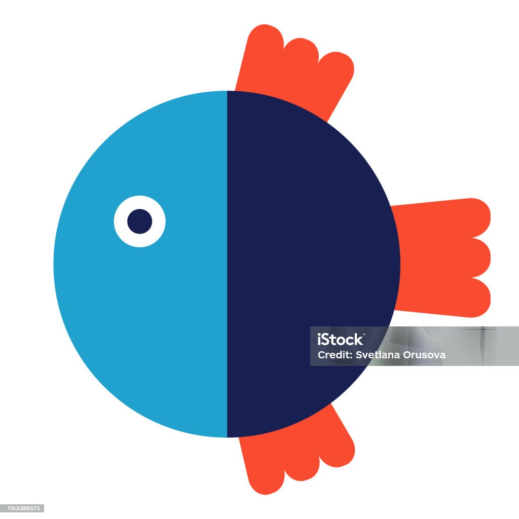 2d Round Fish Colorful Round Fish Flat Illustration On White Stock Illustration ...