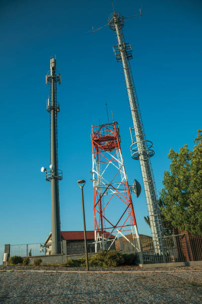 istock Telecommunication towers with antennas in a base transceiver station 1143389797