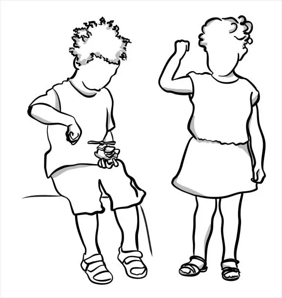 Vector illustration of Little Boy And Little Girl