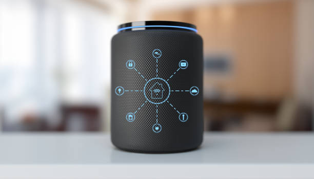 Assistant smart speaker with artificial intelligence concept media concept smart speaker speaker of the house stock pictures, royalty-free photos & images