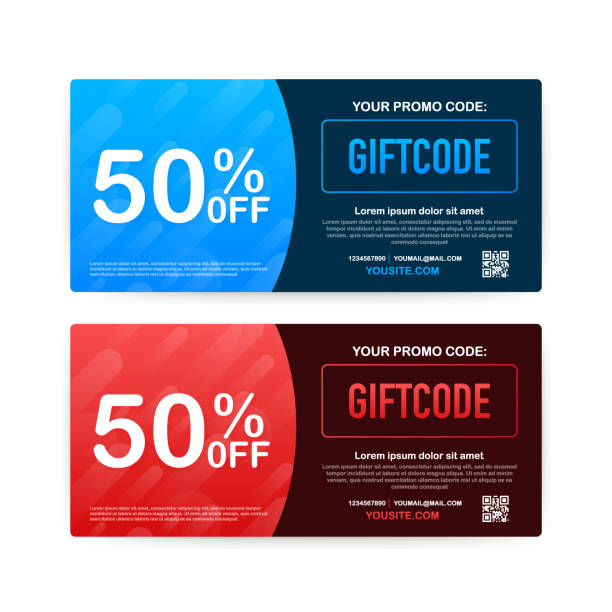 Promo code. Vector Gift Voucher with Coupon Code. Premium eGift Card Background for E-commerce, Online Shopping. Marketing. Vector illustration. Promo code. Vector Gift Voucher with Coupon Code. Premium eGift Card Background for E-commerce, Online Shopping. Marketing. Vector stock illustration. coupon stock illustrations