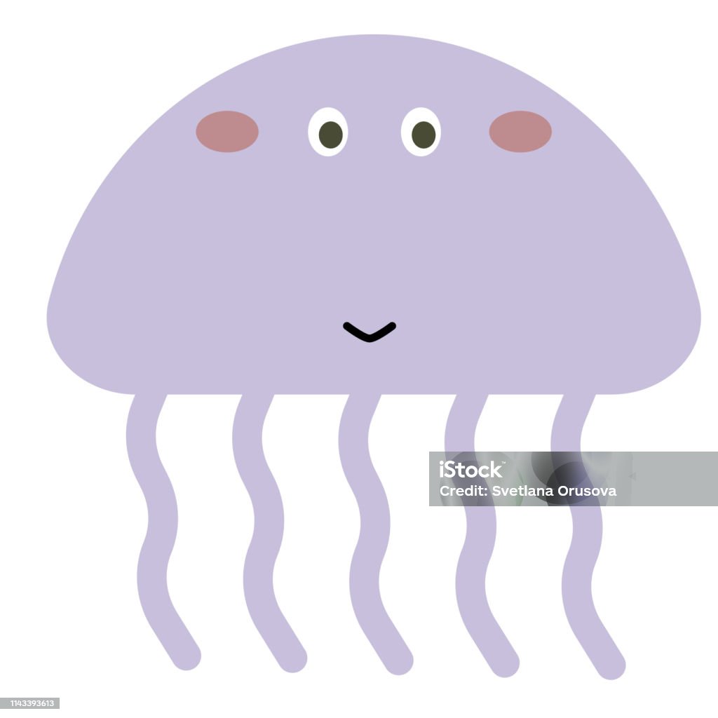 jellyfish flat illustration on white jellyfish flat illustration on white. Marine and undewater life series. Animal stock vector