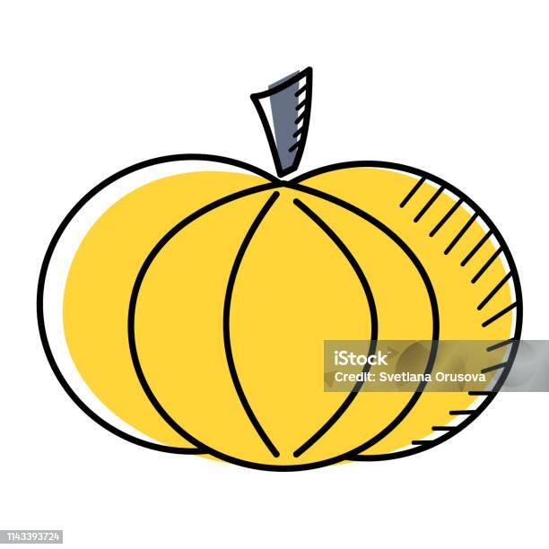 Pumpkin Flat Illustration On White Stock Illustration - Download Image Now - Autumn, Computer Graphic, Crop - Plant