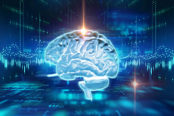 istock 3d rendering of human  brain on technology background 1143400118