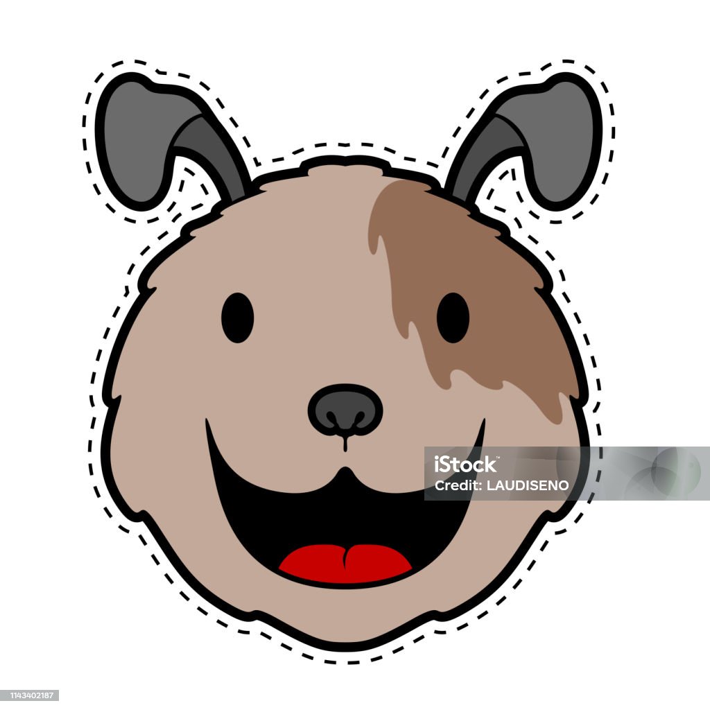 Cut dog face dotted sticker Cut dog face dotted sticker. Vector illustration design Abstract stock vector