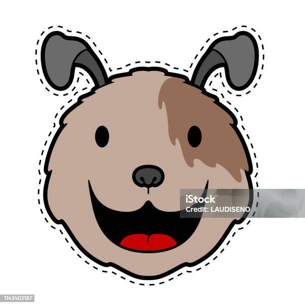 Cut Dog Face Dotted Sticker Stock Illustration - Download Image Now - Abstract, Animal, Animal Body Part