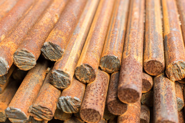istock Close up of rusty Rebar for construction texture background 1143404780