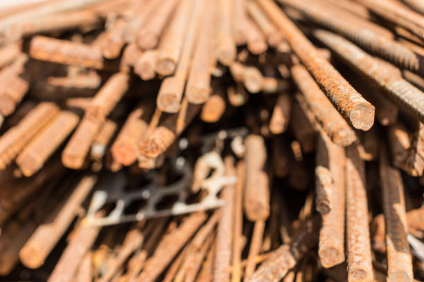Close up of rusty Rebar for construction texture background