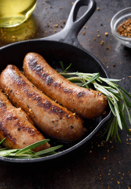 istock Sausages in a skillet 1143405623