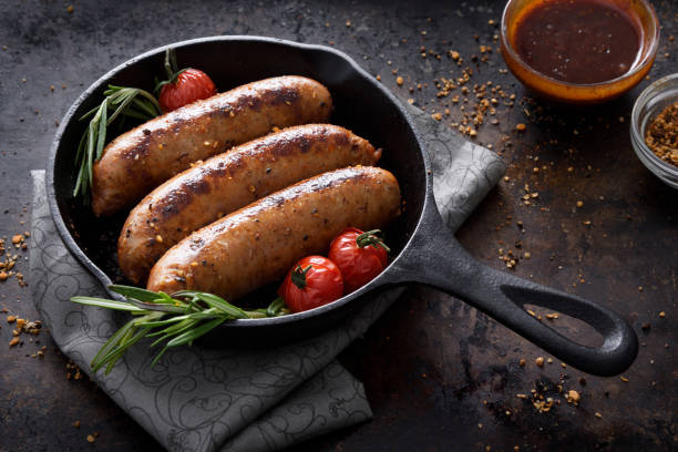 istock Sausages in a skillet 1143405638
