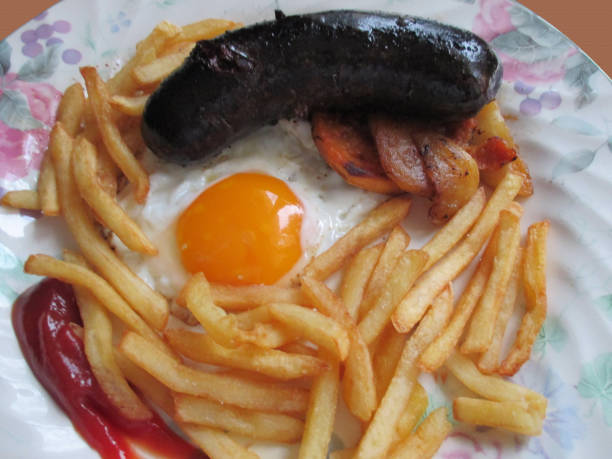 istock Black pudding  French fries  Egg on the dish 1143406311