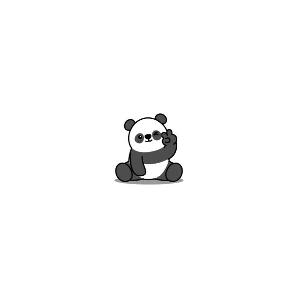 Cute Panda Showing V Sign Hand And Winking Eye Cartoon Icon Vector  Illustration Stock Illustration - Download Image Now - iStock