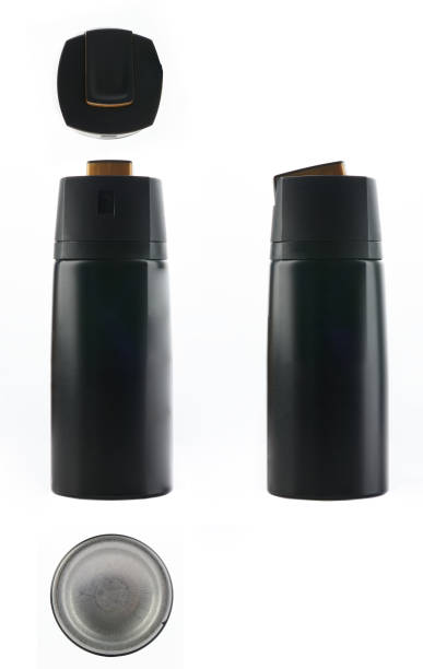 Generic black spray bottle Generic black spray bottle different view isolated can bottom stock pictures, royalty-free photos & images